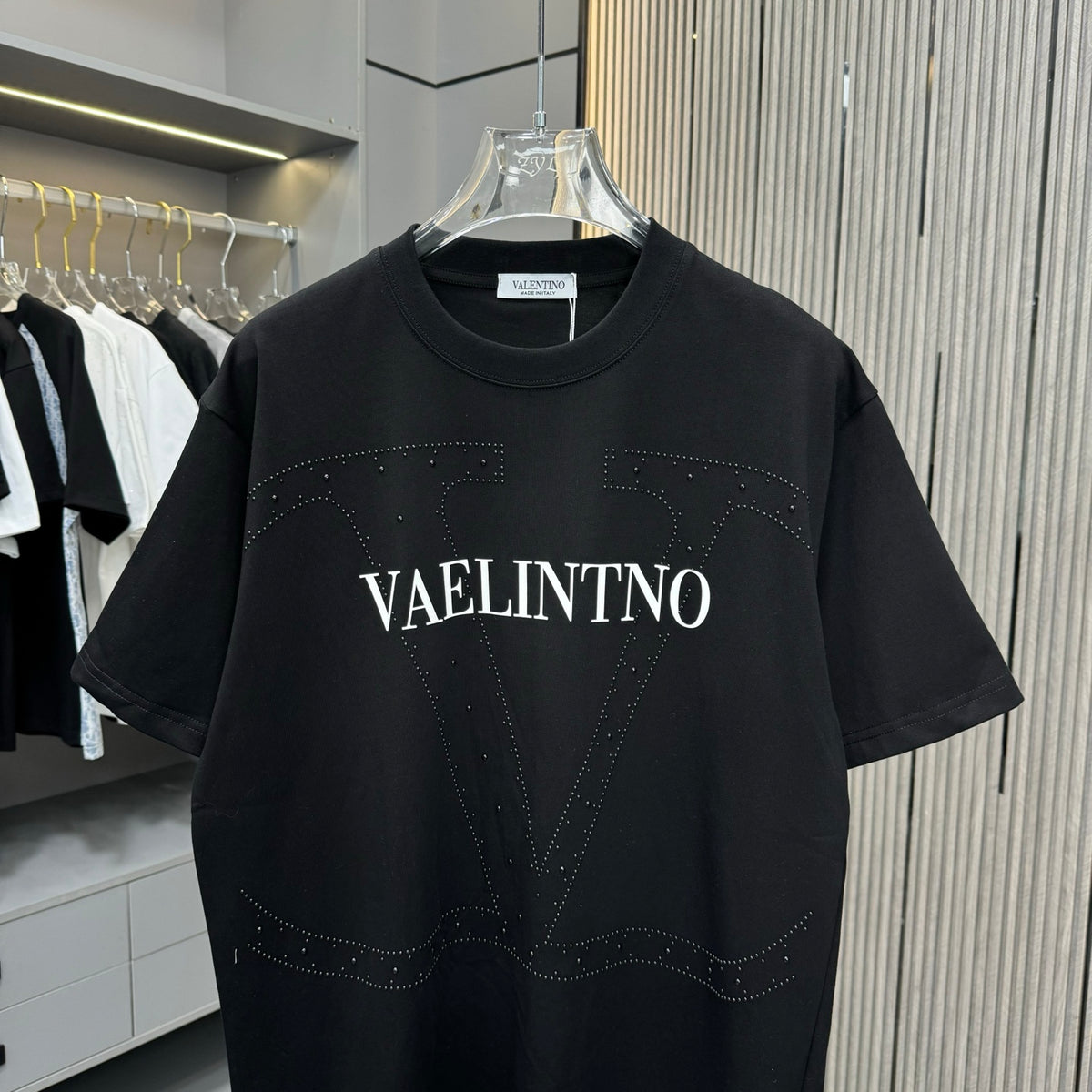 Valentino Outline Emblem T-Shirt with Chest Lettering, product gallery image 2
