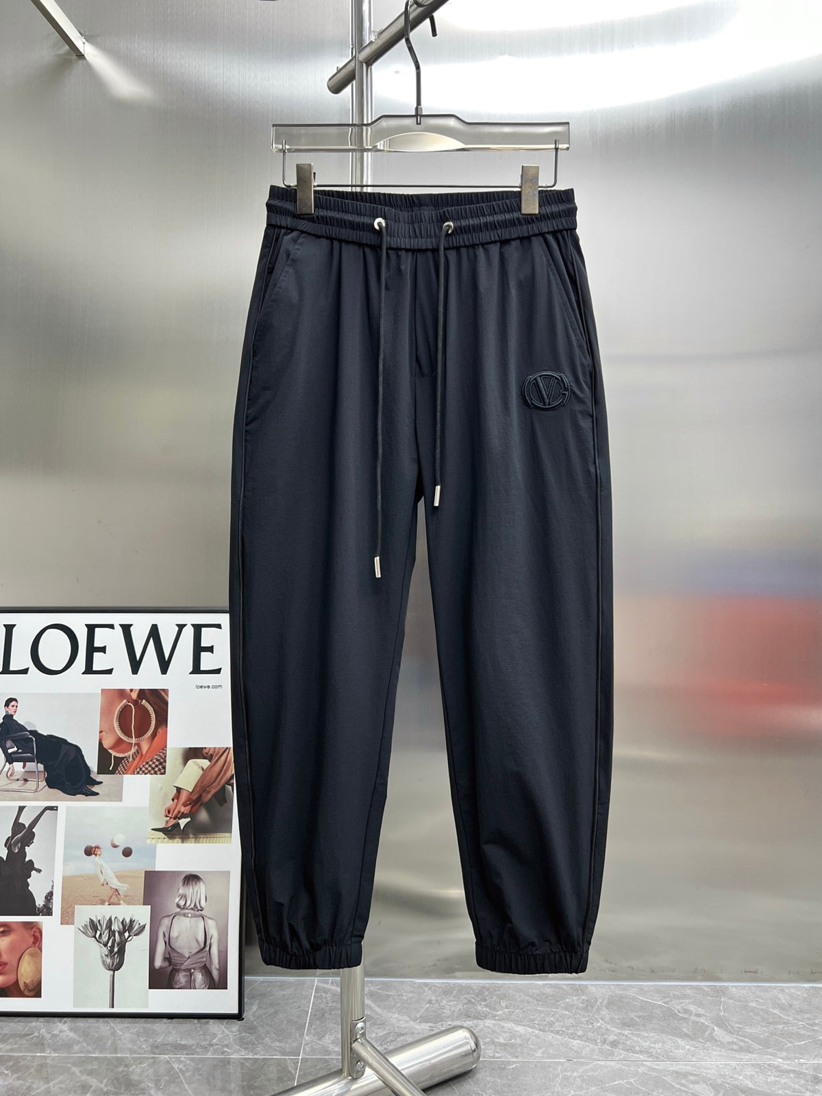 Valentino Full-Length Drawstring Trousers, Dark Grey, product gallery image 1