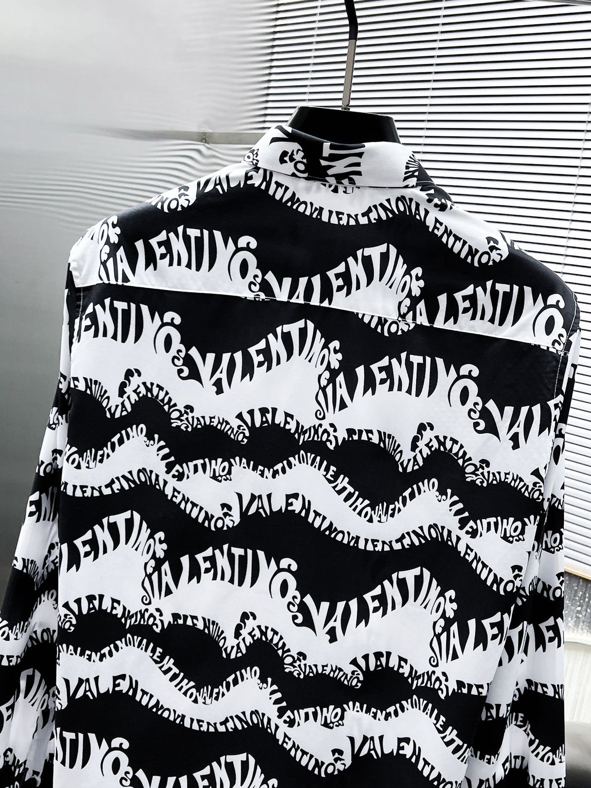 Valentino Long-Sleeve Shirt with Monochrome Wave Print, product gallery image 7