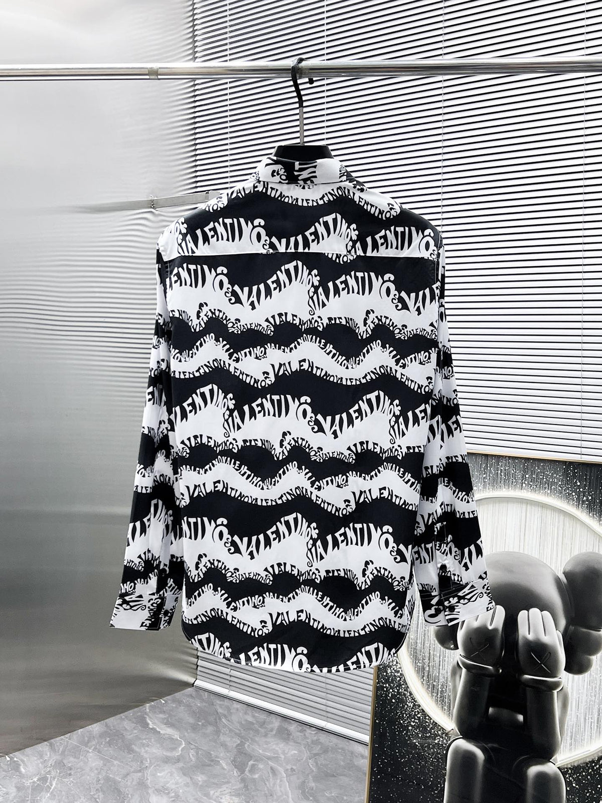 Valentino Long-Sleeve Shirt with Monochrome Wave Print, product gallery image 2