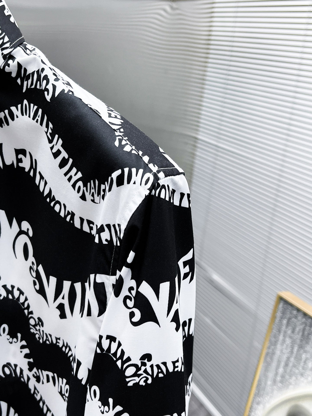 Valentino Long-Sleeve Shirt with Monochrome Wave Print, product gallery image 6