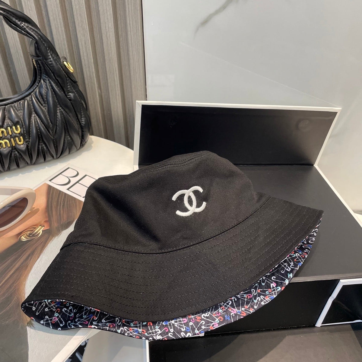 Chanel Embroidered Reversible Bucket Hat - image 8