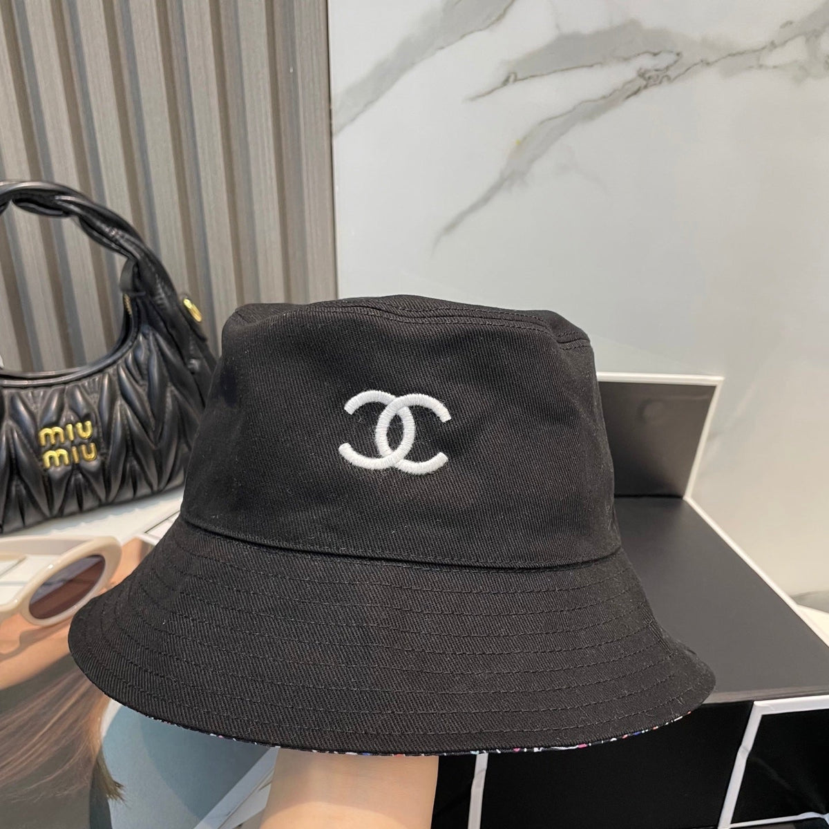Chanel Embroidered Reversible Bucket Hat - image 2
