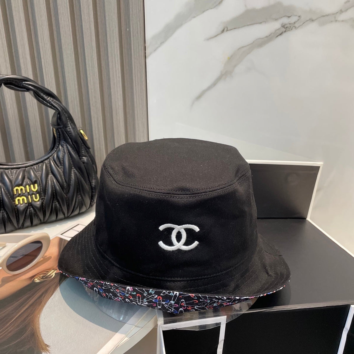 Chanel Embroidered Reversible Bucket Hat - image 5