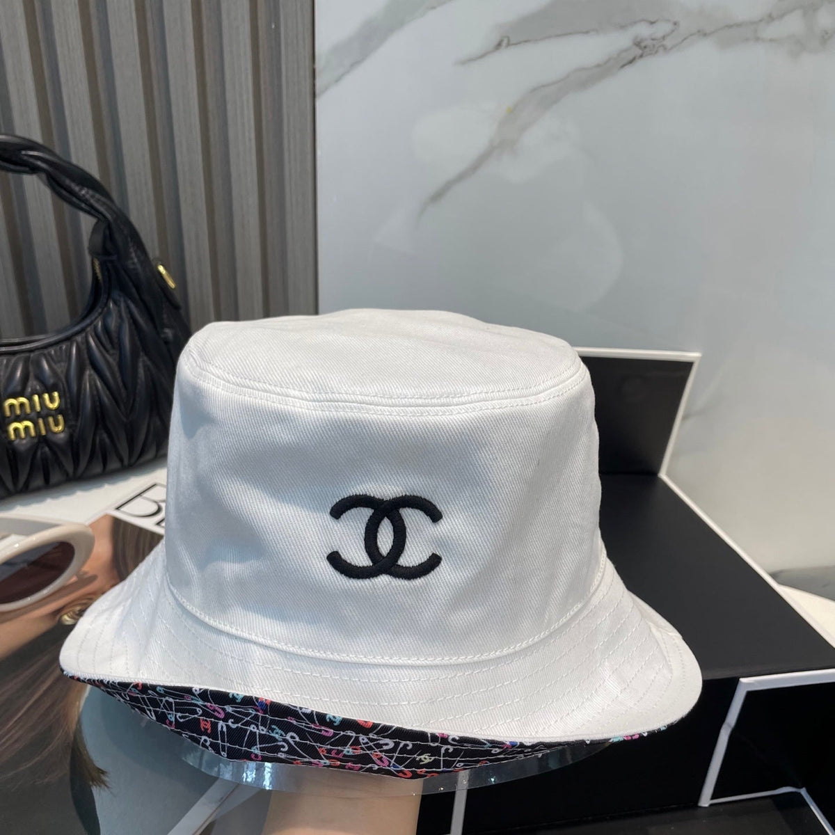 Chanel Embroidered Reversible Bucket Hat - image 2