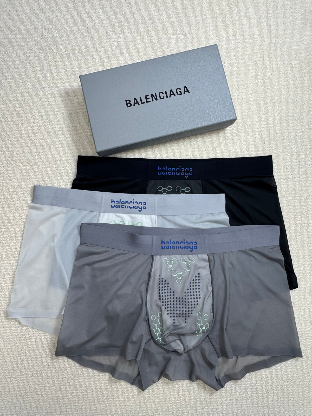 Balenciaga Boxed Grey Tonal Pattern Boxer Briefs, image 3