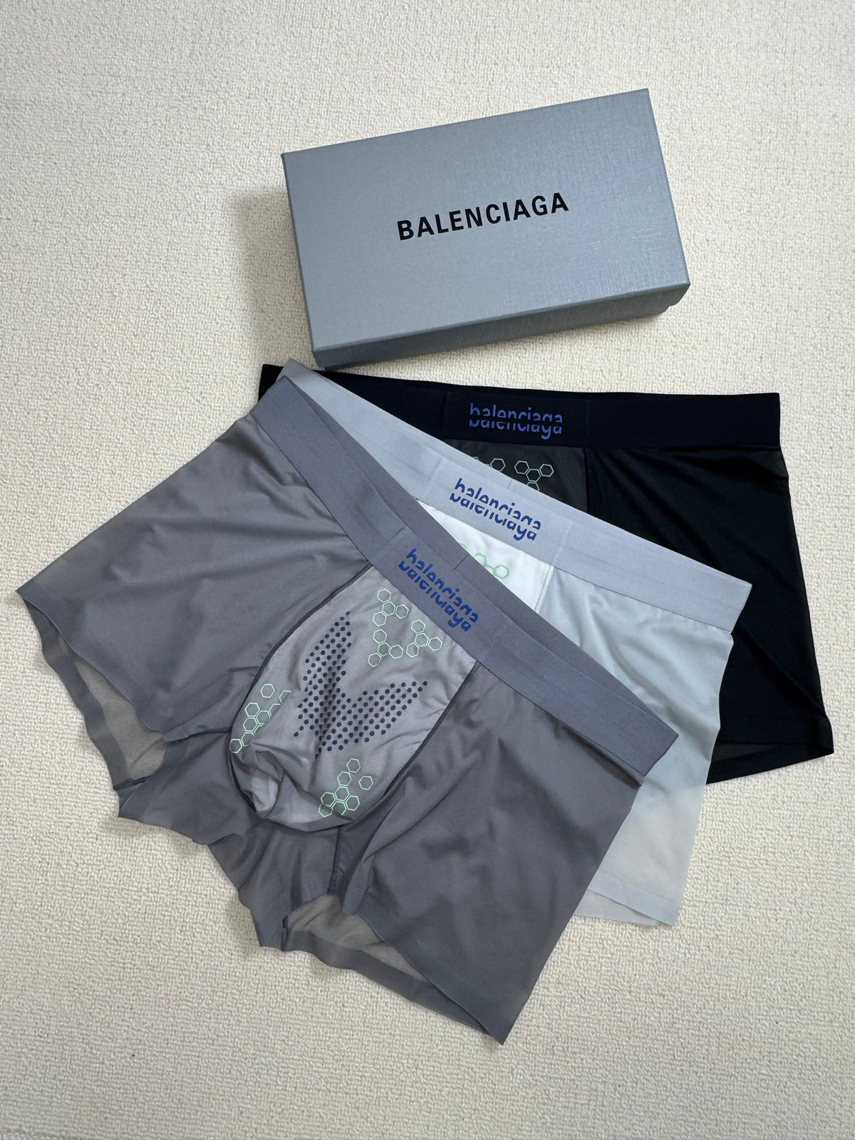 Balenciaga Boxed Grey Tonal Pattern Boxer Briefs, image 2