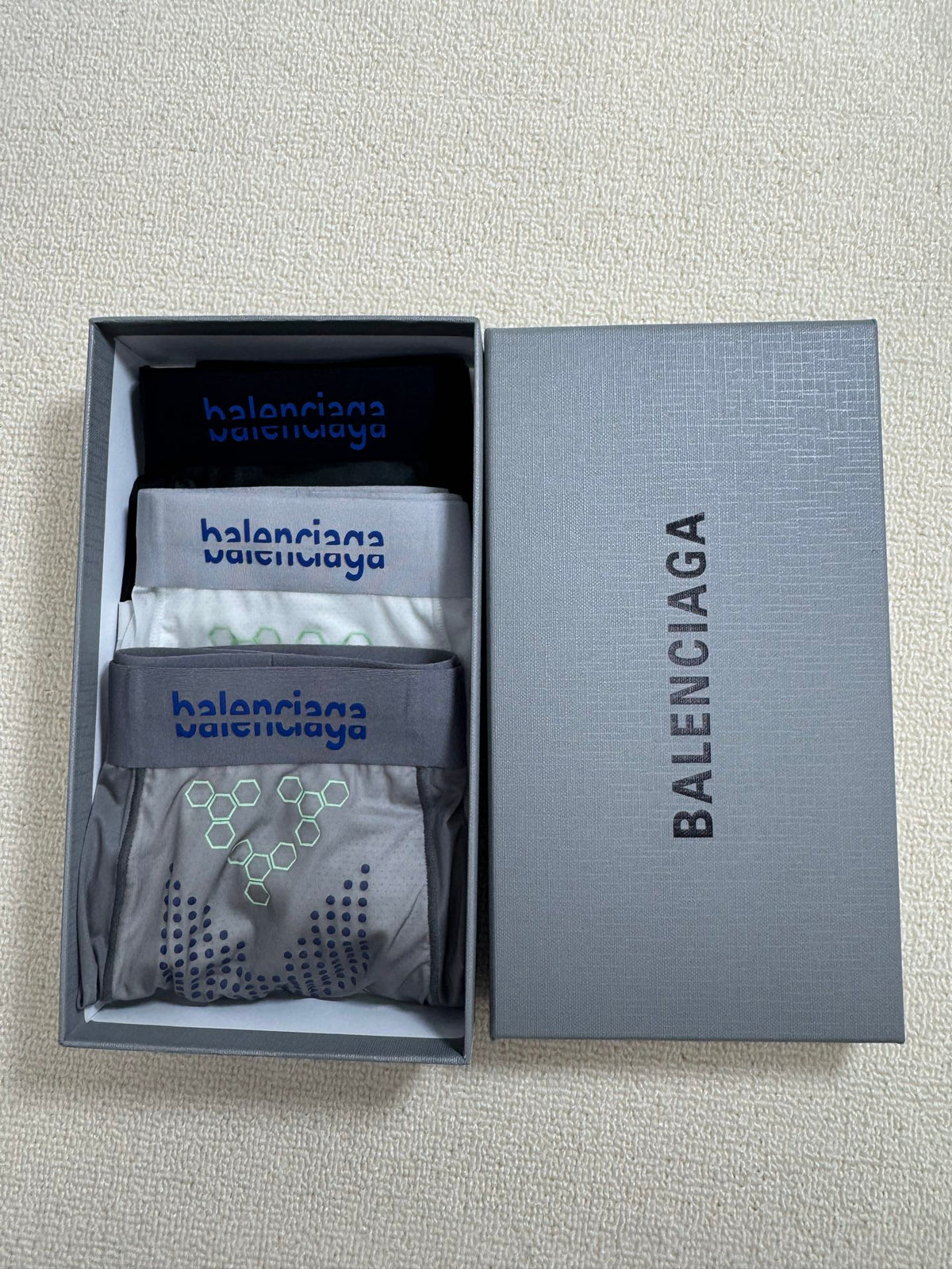 Balenciaga Boxed Grey Tonal Pattern Boxer Briefs, image 1