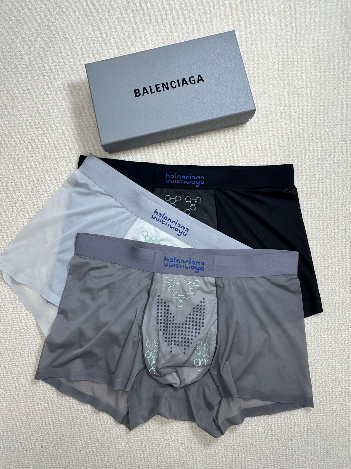 Balenciaga Boxed Grey Tonal Pattern Boxer Briefs, image 4