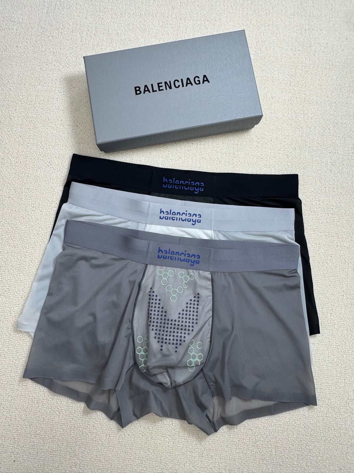Balenciaga Boxed Grey Tonal Pattern Boxer Briefs, image 5