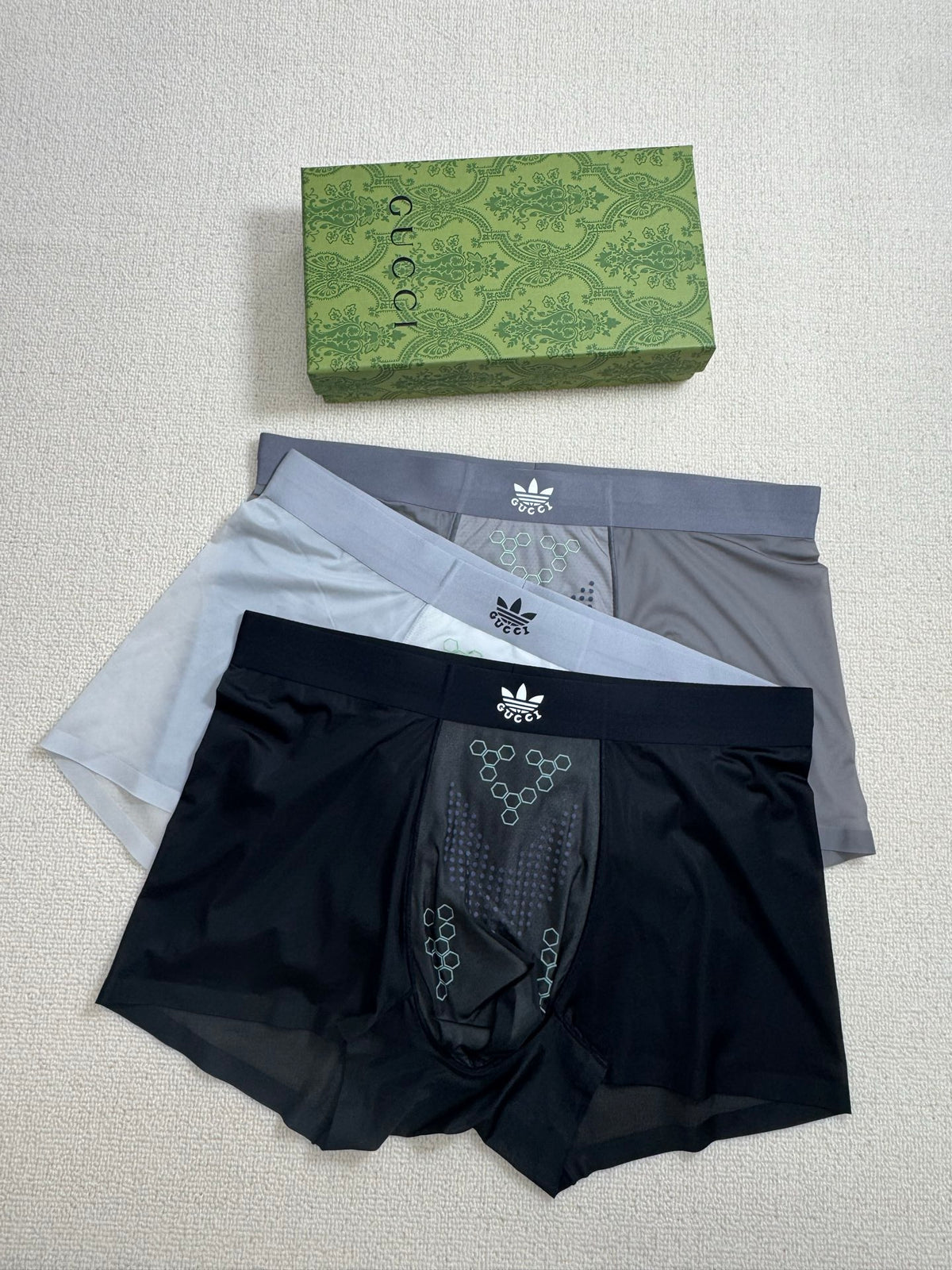 Gucci Boxed Grey Navy Black Round Motifs Boxer Briefs, image 3