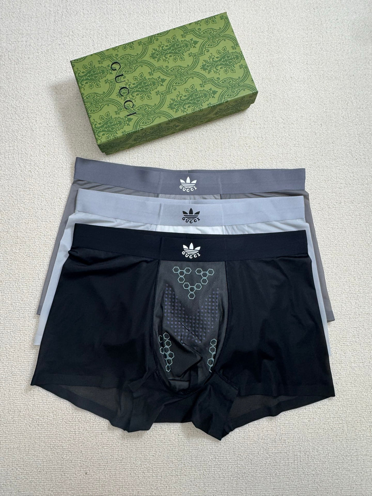 Gucci Boxed Grey Navy Black Round Motifs Boxer Briefs, image 5
