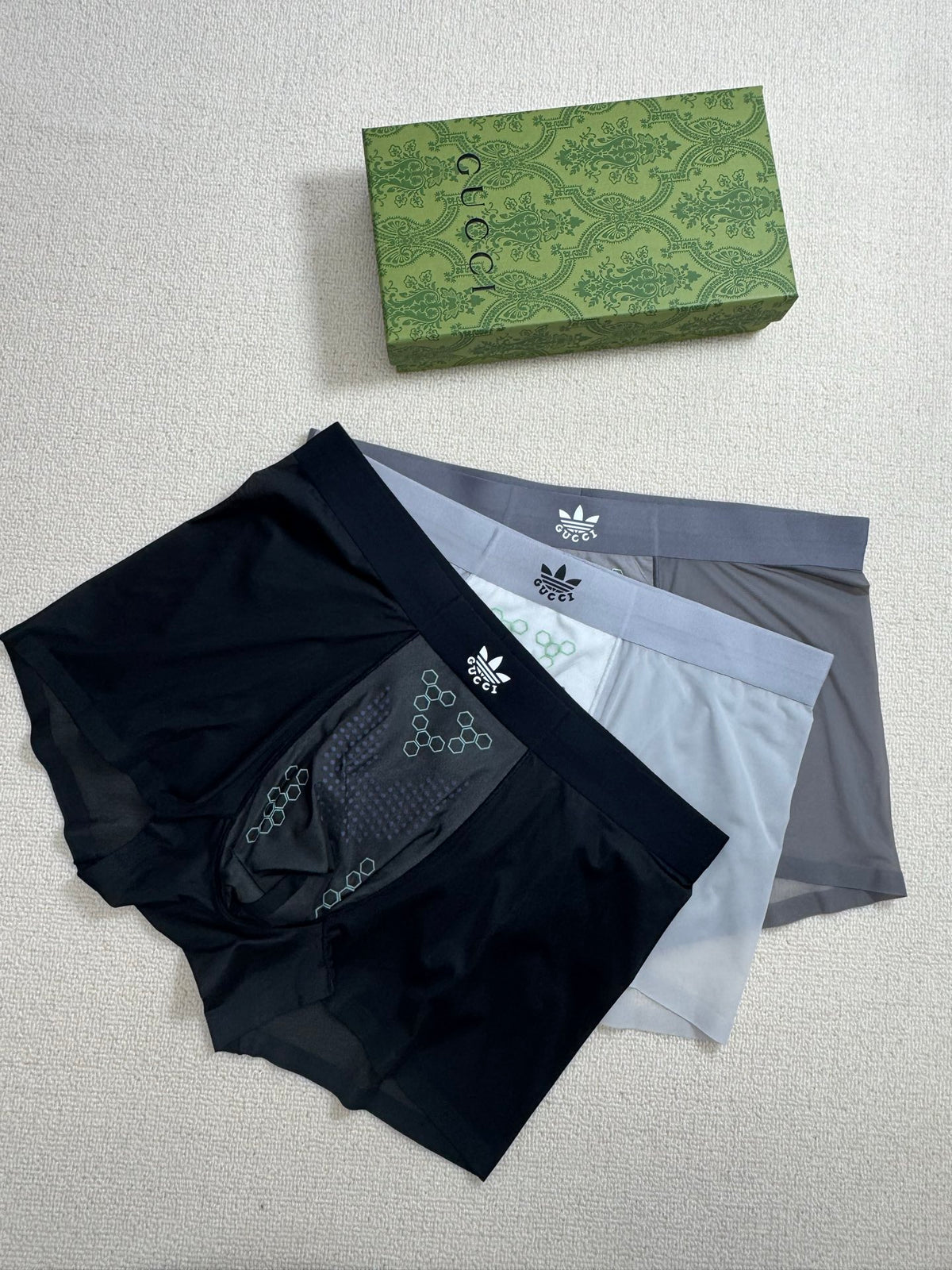 Gucci Boxed Grey Navy Black Round Motifs Boxer Briefs, image 4