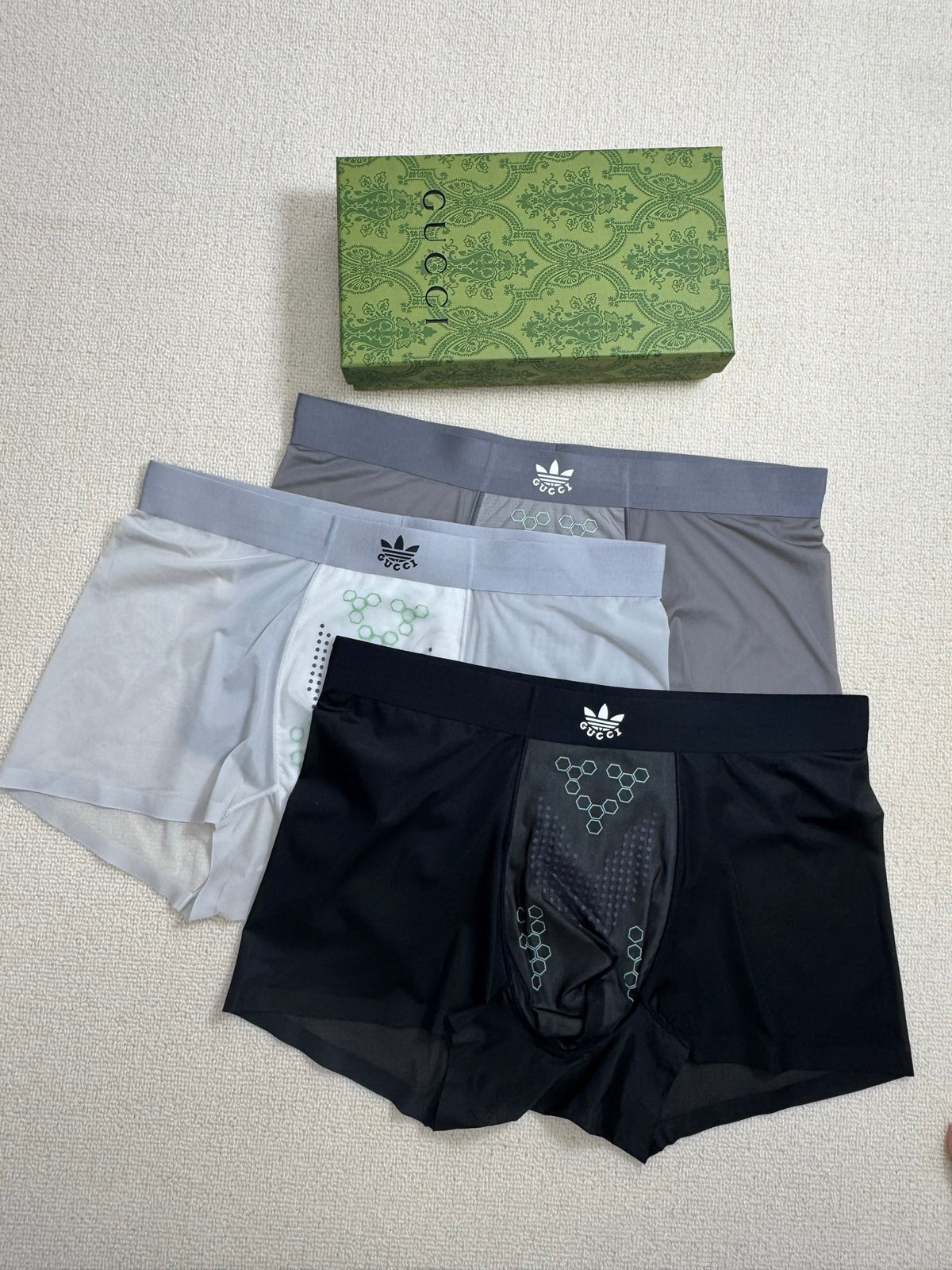 Gucci Boxed Grey Navy Black Round Motifs Boxer Briefs, image 2