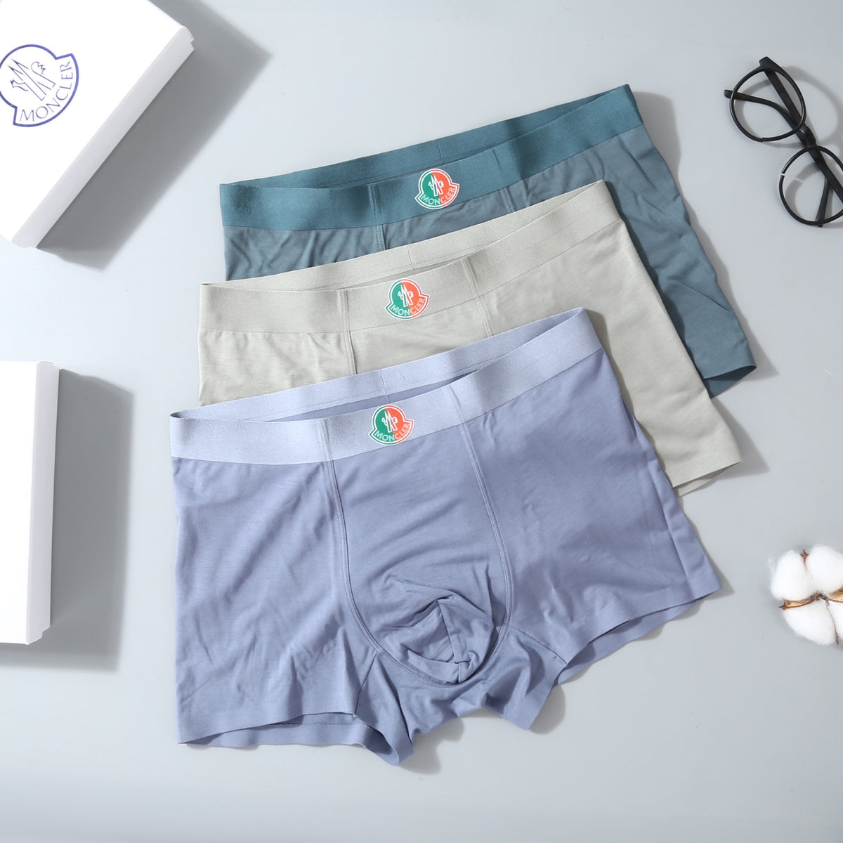 Moncler Pastel Tricolour-Crest Boxer Briefs, Box of 3, gallery image 1