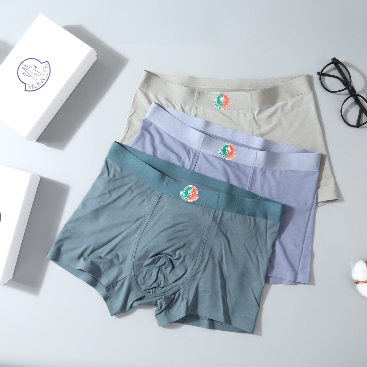 Moncler Pastel Tricolour-Crest Boxer Briefs, Box of 3, gallery image 4