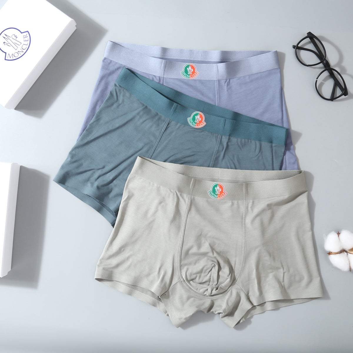 Moncler Pastel Tricolour-Crest Boxer Briefs, Box of 3, gallery image 3