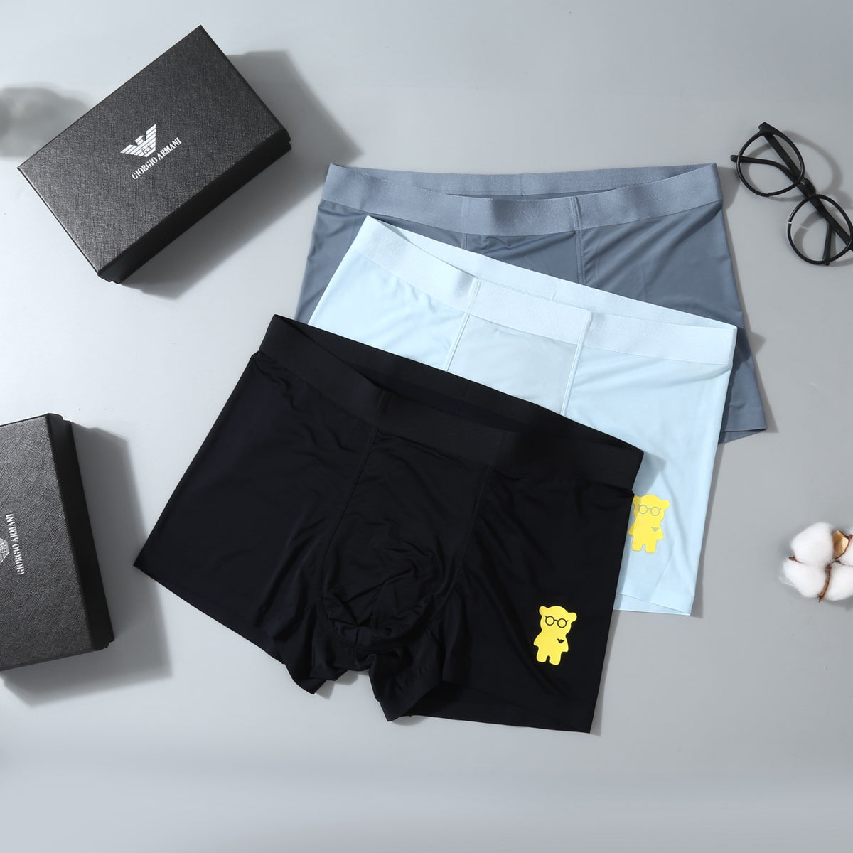 Armani Small Colour Emblem Boxer Briefs, Box of 3, gallery image 2