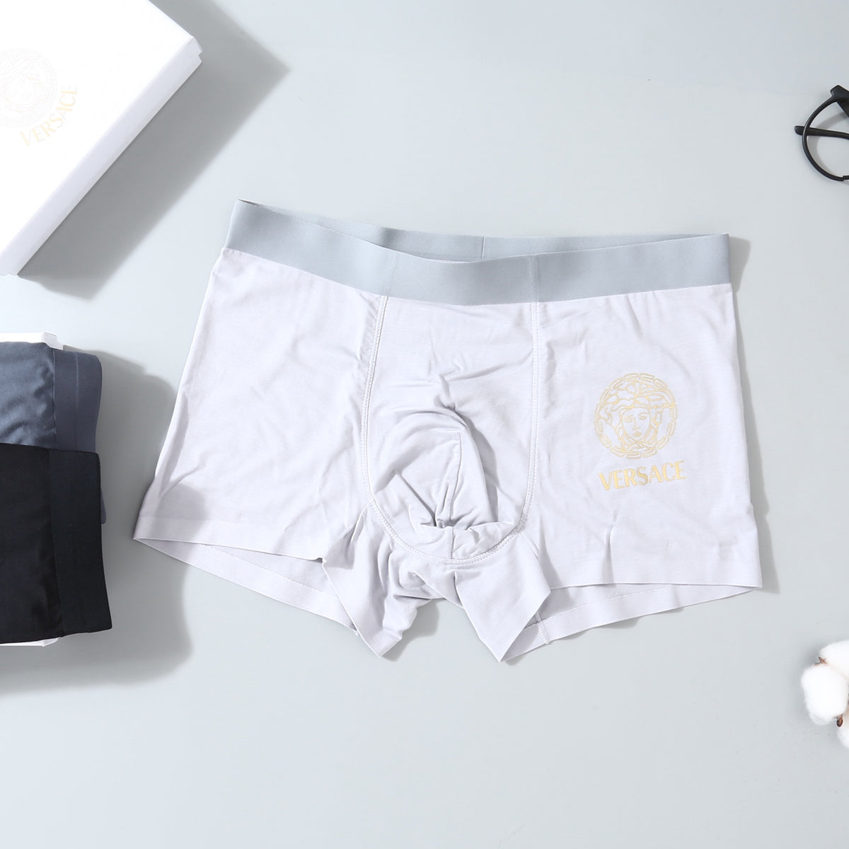 Versace White Grey Black Broad Waist Boxer Briefs, image 8