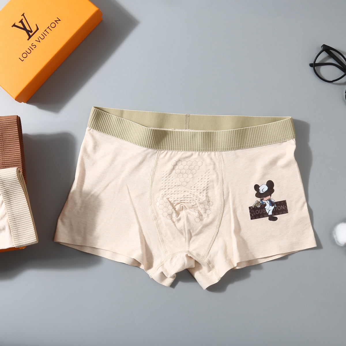 Louis Vuitton Beige Brown Cream Cartoon Patch Boxer Briefs, image 7