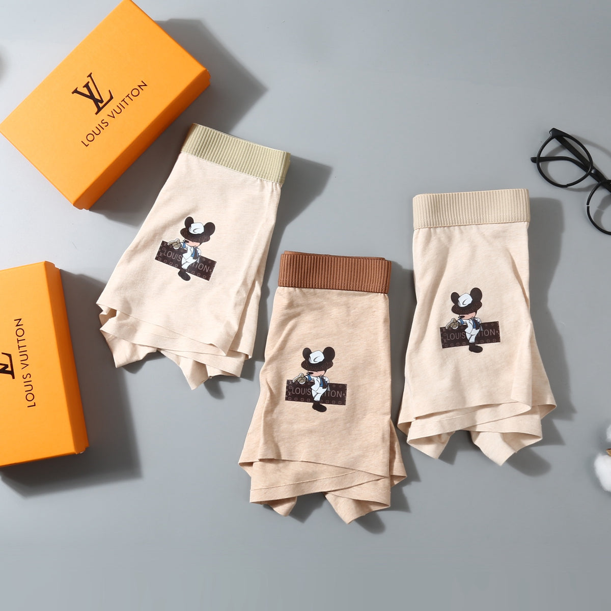 Louis Vuitton Beige Brown Cream Cartoon Patch Boxer Briefs, image 6