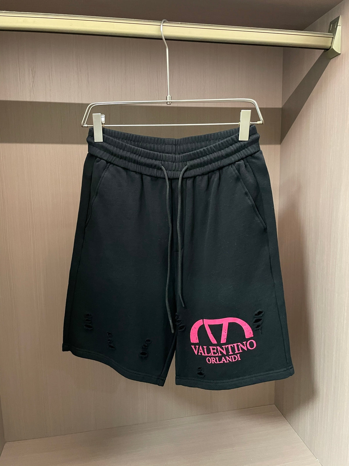 Valentino VLTN Drawstring Shorts with Pink Emblem, product gallery image 1