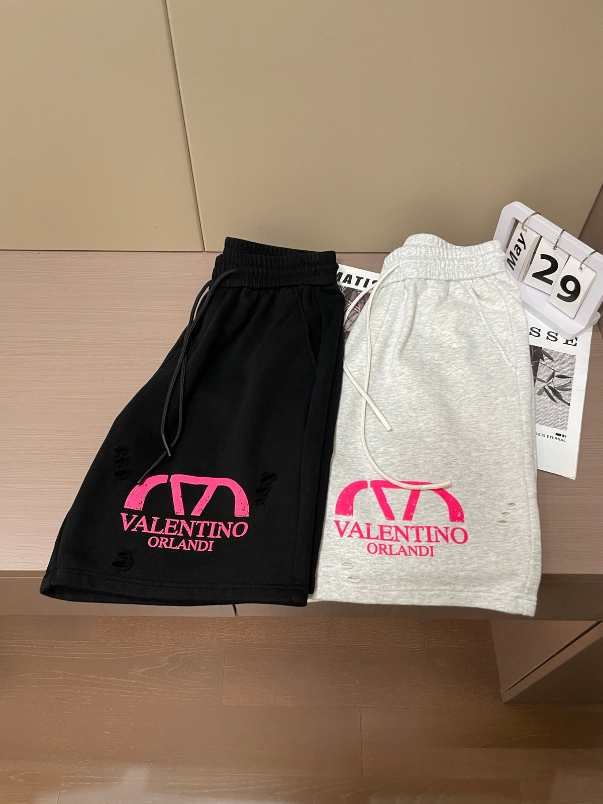 Valentino VLTN Drawstring Shorts with Pink Emblem, product gallery image 9