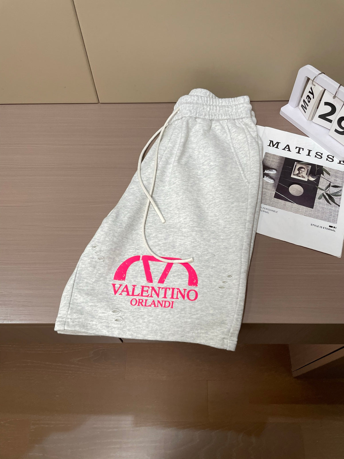 Valentino VLTN Drawstring Shorts with Pink Emblem, product gallery image 8