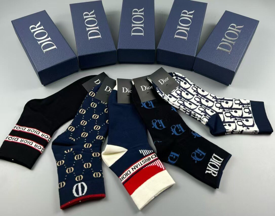 Dior Black White Mixed Letter Emblems Ankle Socks, image 12