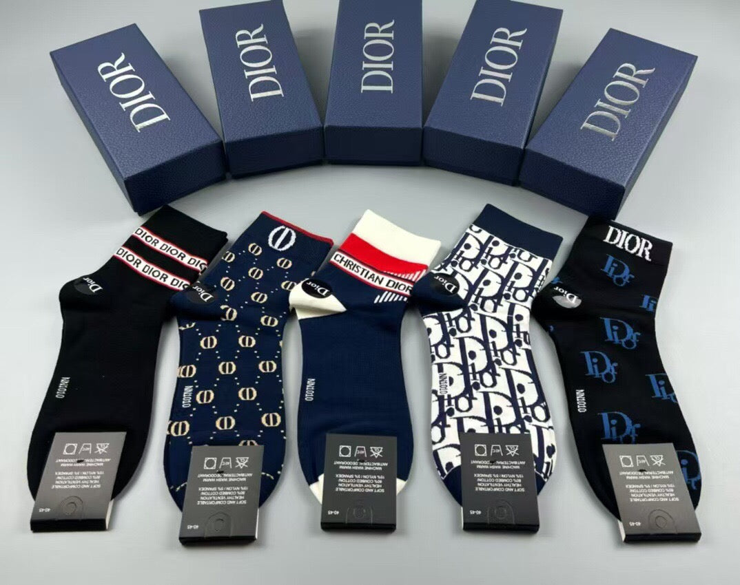 Dior Black White Mixed Letter Emblems Ankle Socks, image 16