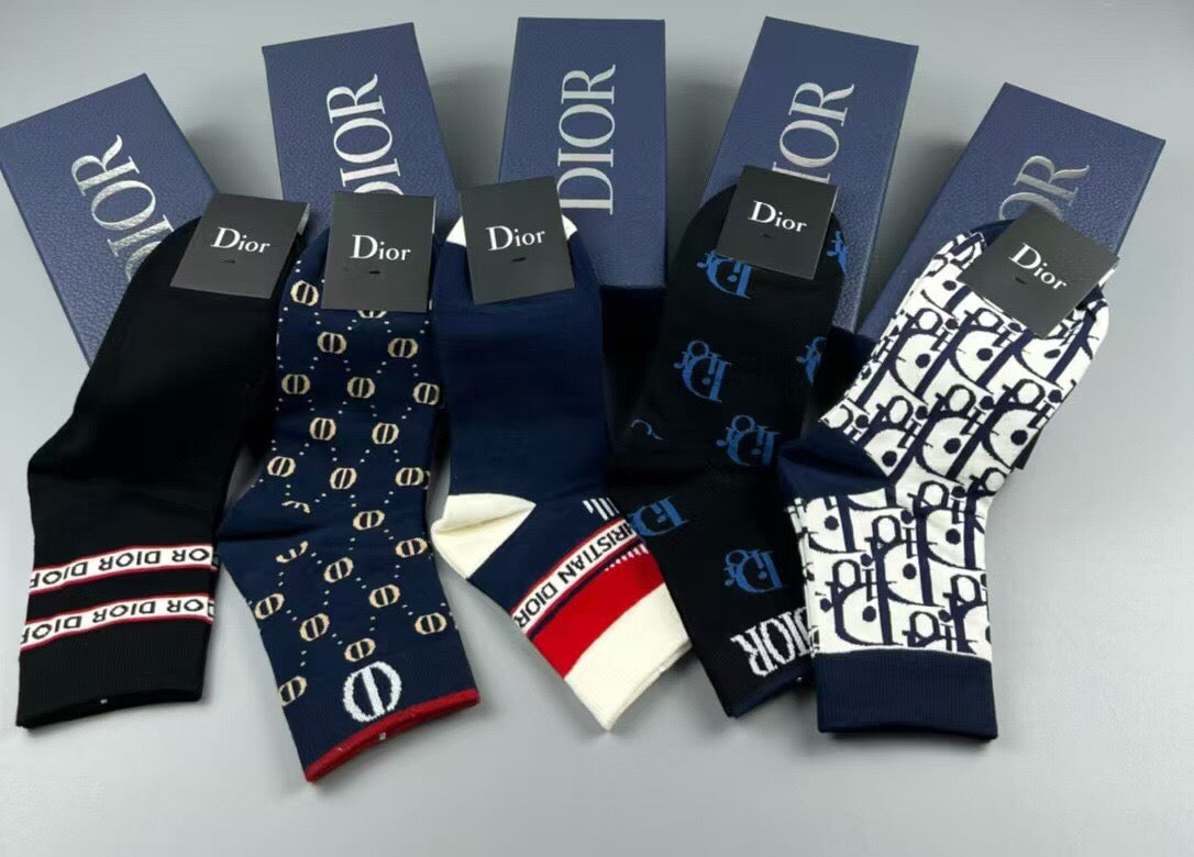 Dior Black White Mixed Letter Emblems Ankle Socks, image 13