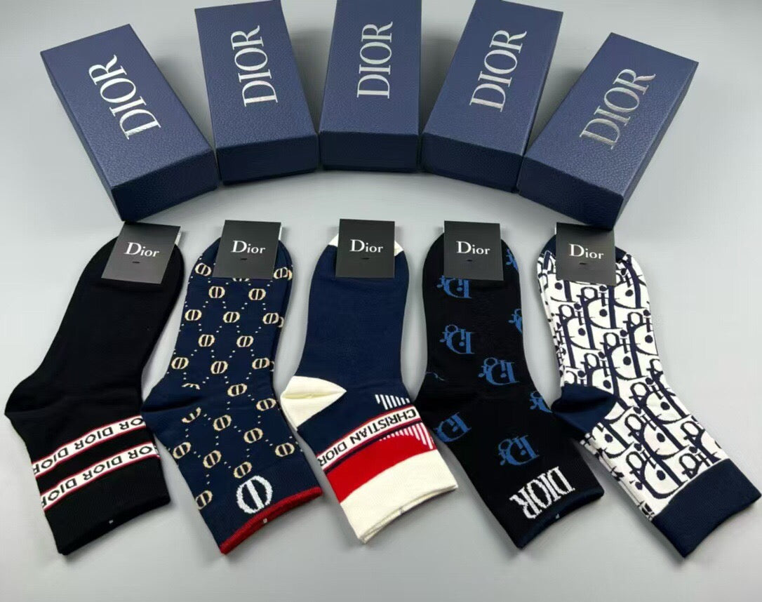 Dior Black White Mixed Letter Emblems Ankle Socks, image 11