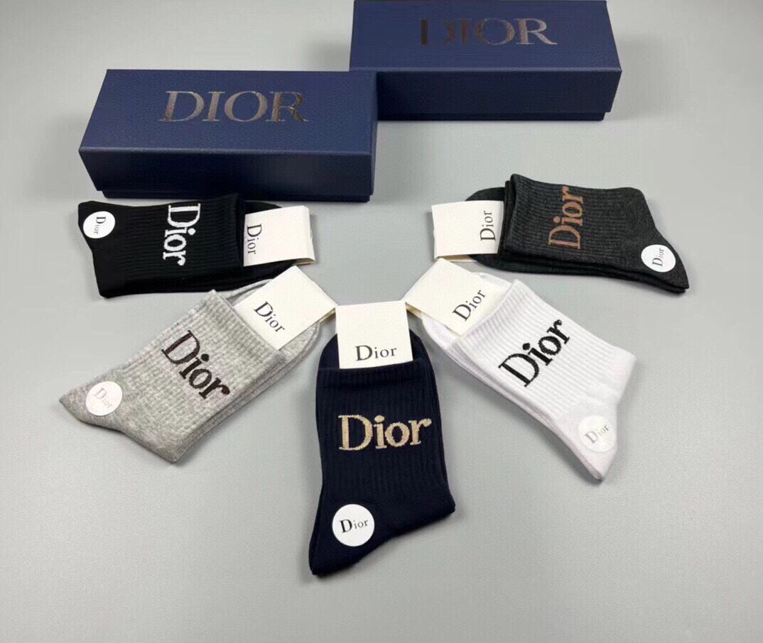 Dior Black White Fine Wordmark Edges Ankle Socks, image 6