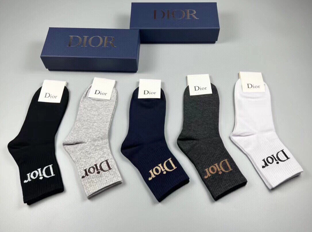 Dior Black White Fine Wordmark Edges Ankle Socks, image 8