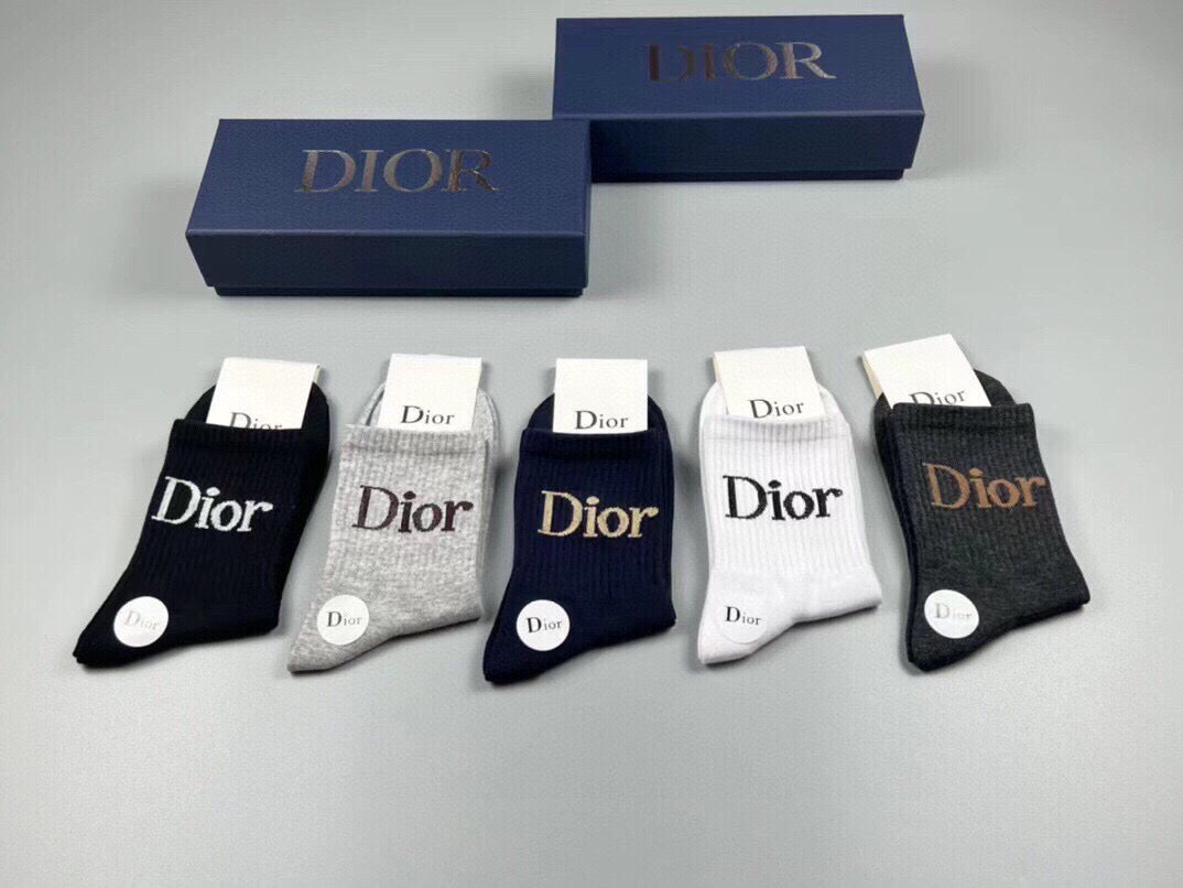 Dior Black White Fine Wordmark Edges Ankle Socks, image 7