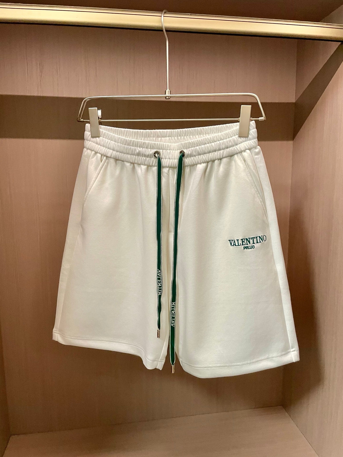 Valentino Drawstring Shorts with Small Lettering, Dark, product gallery image 4