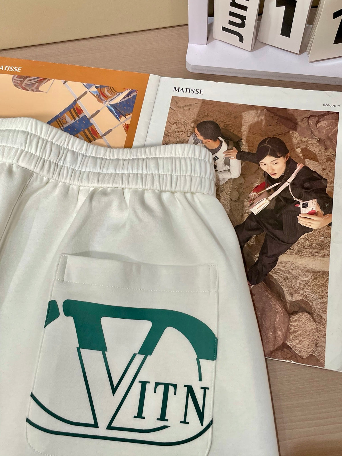 Valentino Drawstring Shorts with Small Lettering, Dark, product gallery image 9