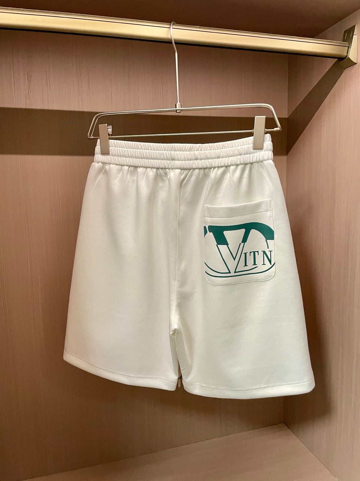 Valentino Drawstring Shorts with Small Lettering, Dark, product gallery image 5