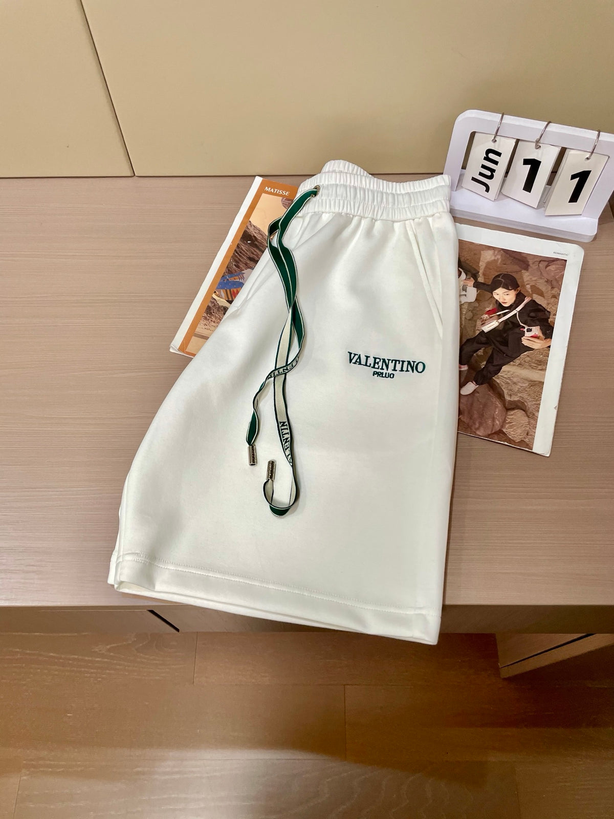 Valentino Drawstring Shorts with Small Lettering, Dark, product gallery image 10
