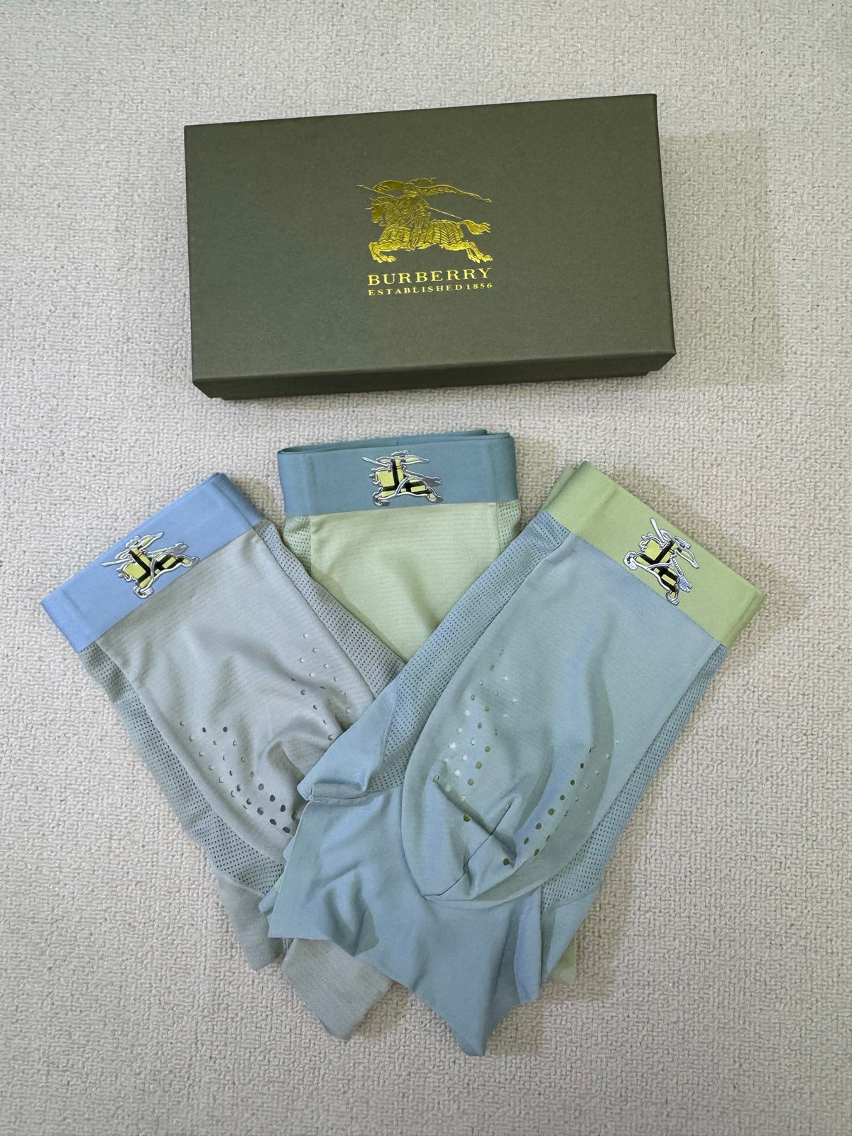 Burberry Grey Blue Green Contrast Waist Horse Boxer Briefs, image 5