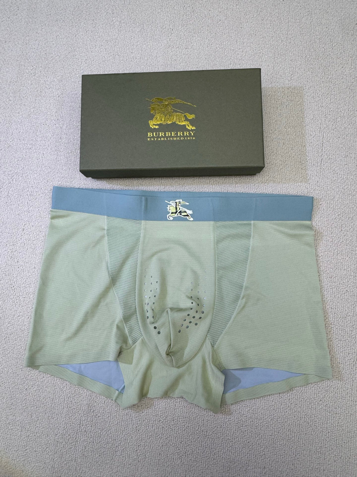 Burberry Grey Blue Green Contrast Waist Horse Boxer Briefs, image 8
