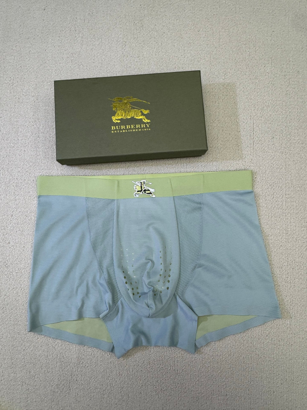 Burberry Grey Blue Green Contrast Waist Horse Boxer Briefs, image 9
