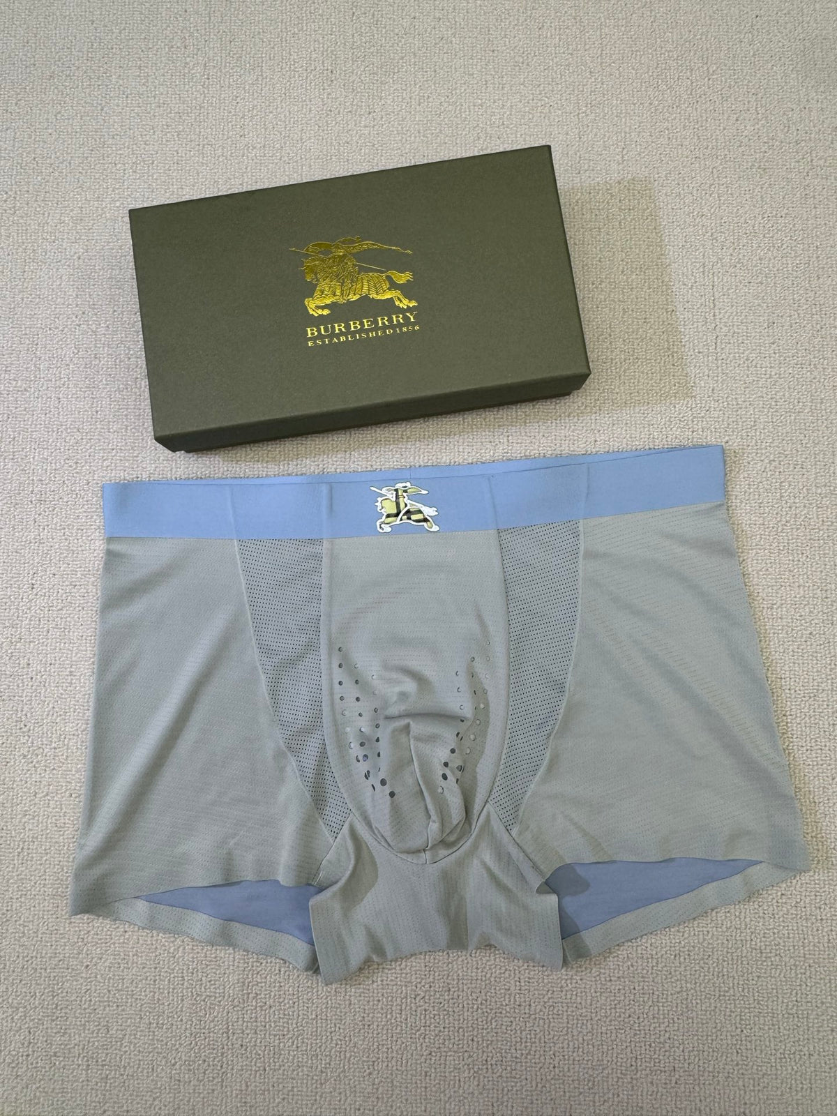 Burberry Grey Blue Green Contrast Waist Horse Boxer Briefs, image 7