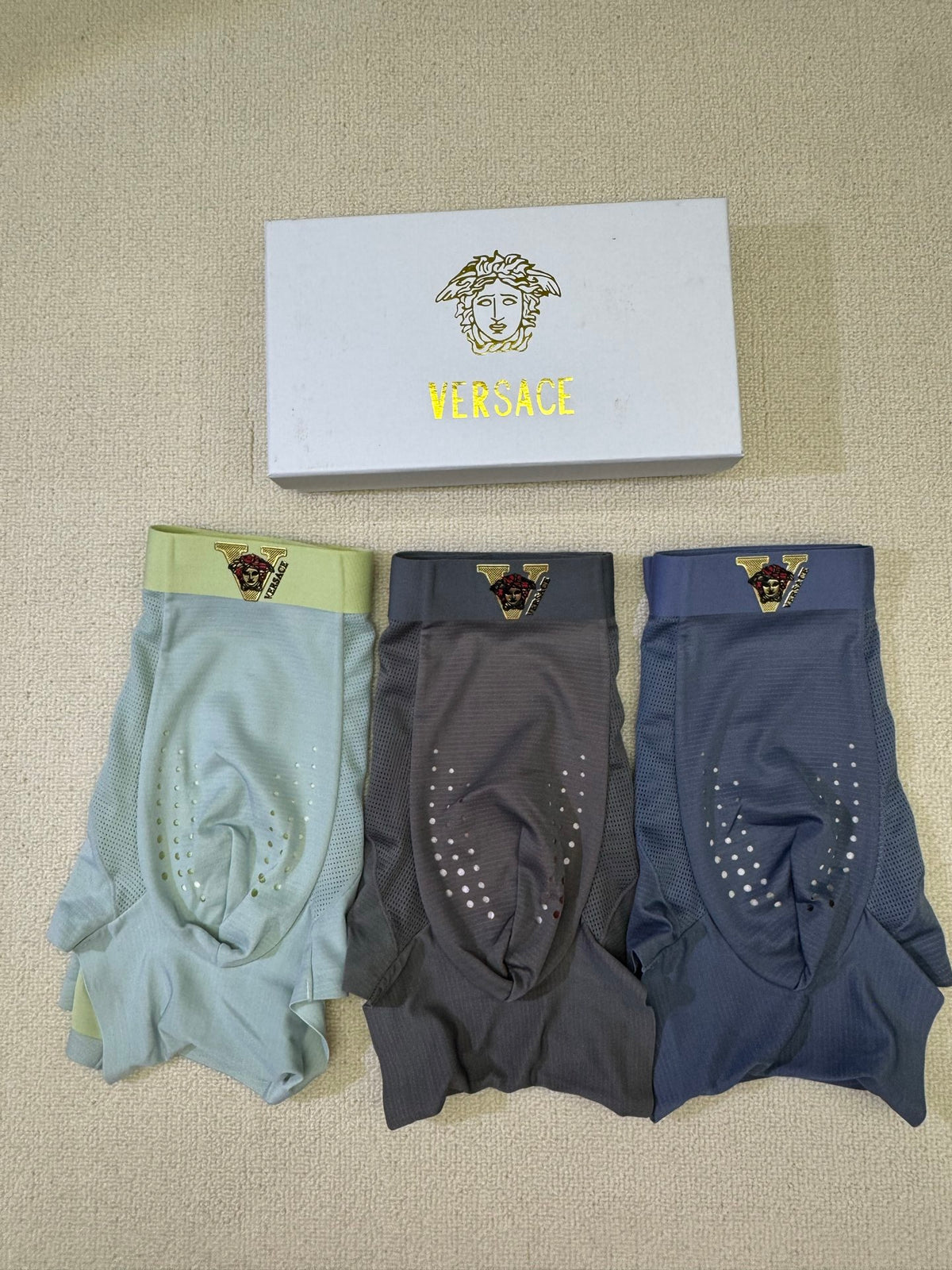 Versace Blue Small Gold Waist Face Boxer Briefs, image 4
