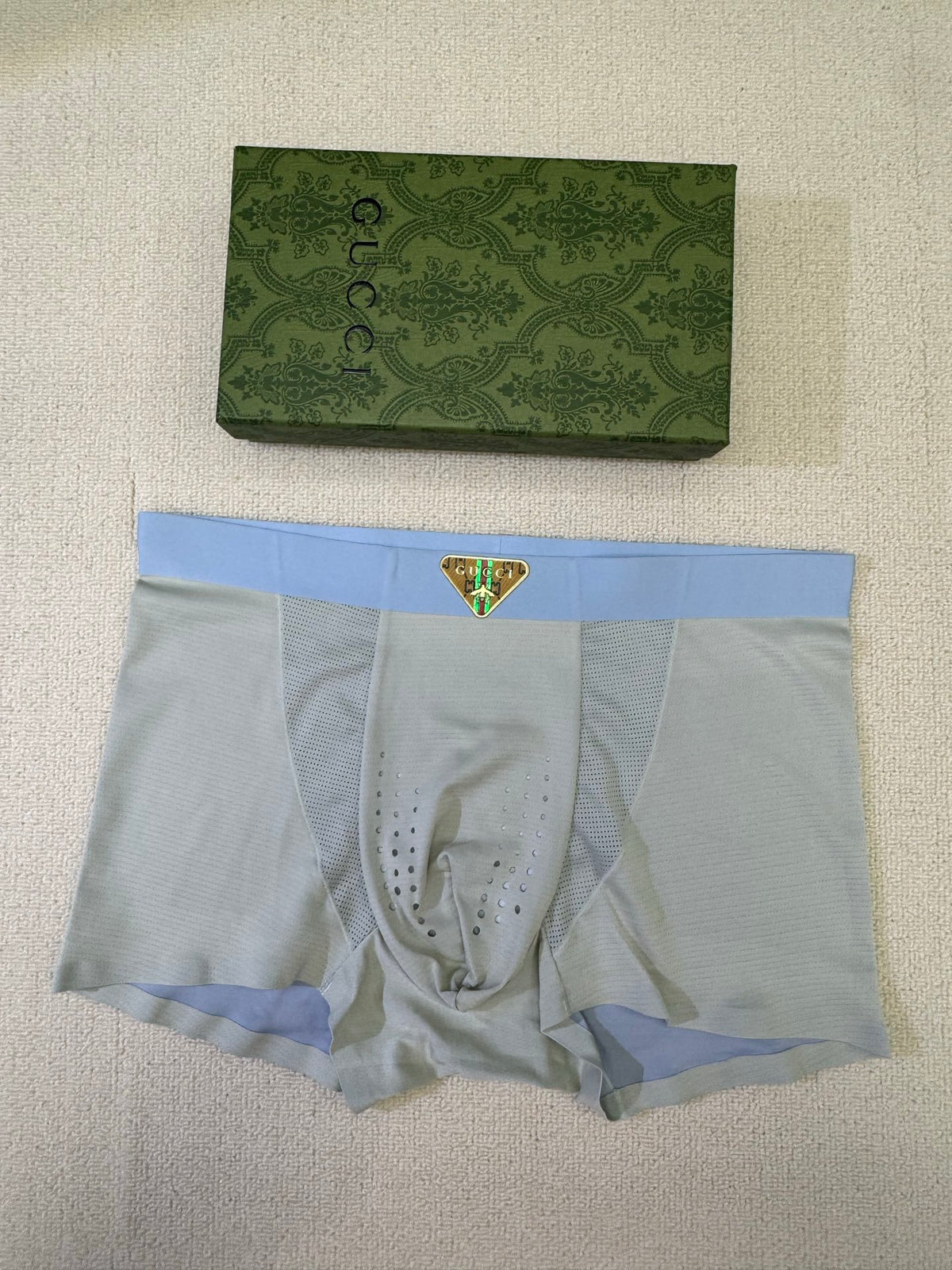 Gucci Grey Green Lime Waist Stripes Boxer Briefs, image 7