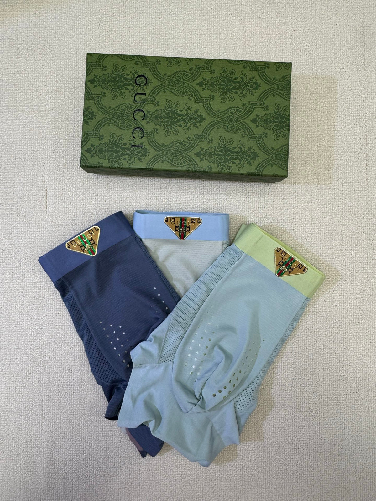 Gucci Grey Green Lime Waist Stripes Boxer Briefs, image 5