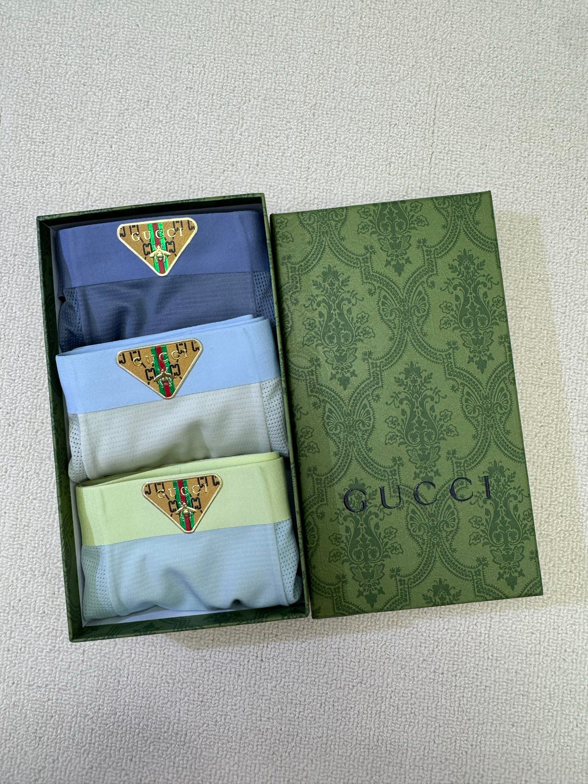Gucci Grey Green Lime Waist Stripes Boxer Briefs, image 6