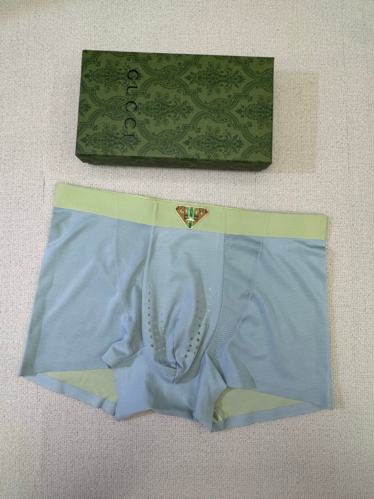 Gucci Grey Green Lime Waist Stripes Boxer Briefs, image 8