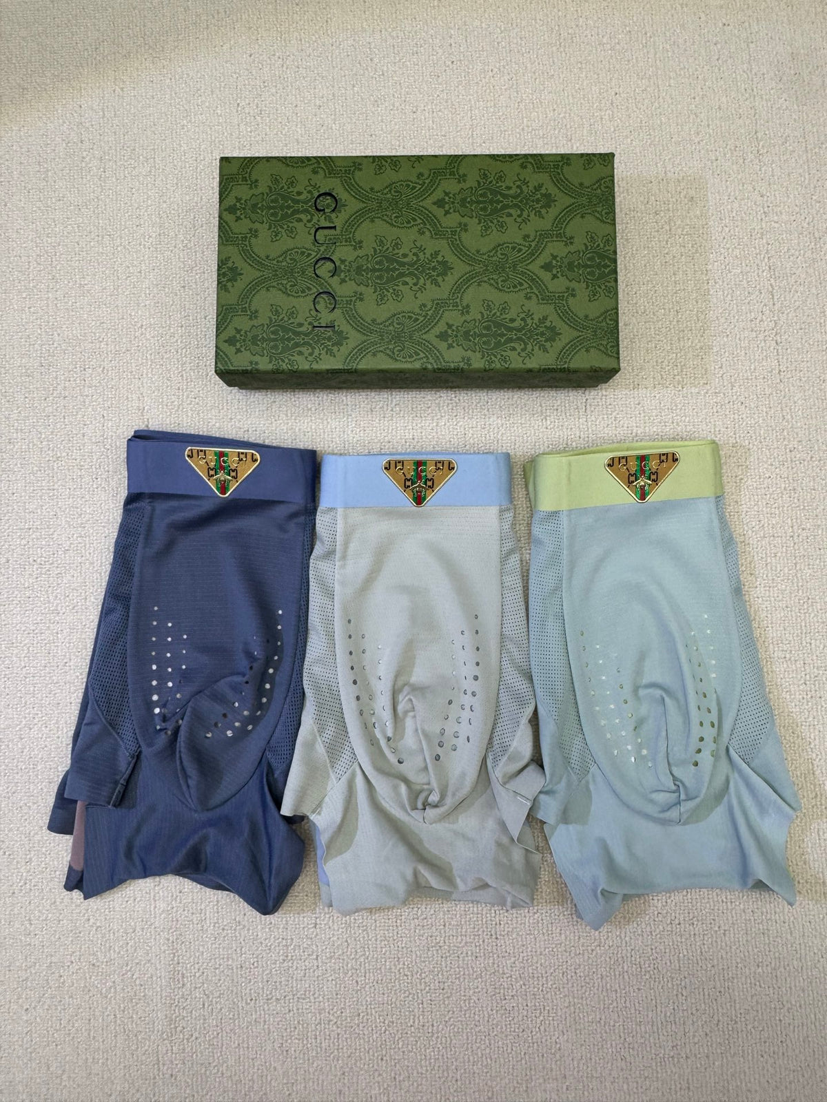Gucci Grey Green Lime Waist Stripes Boxer Briefs, image 4