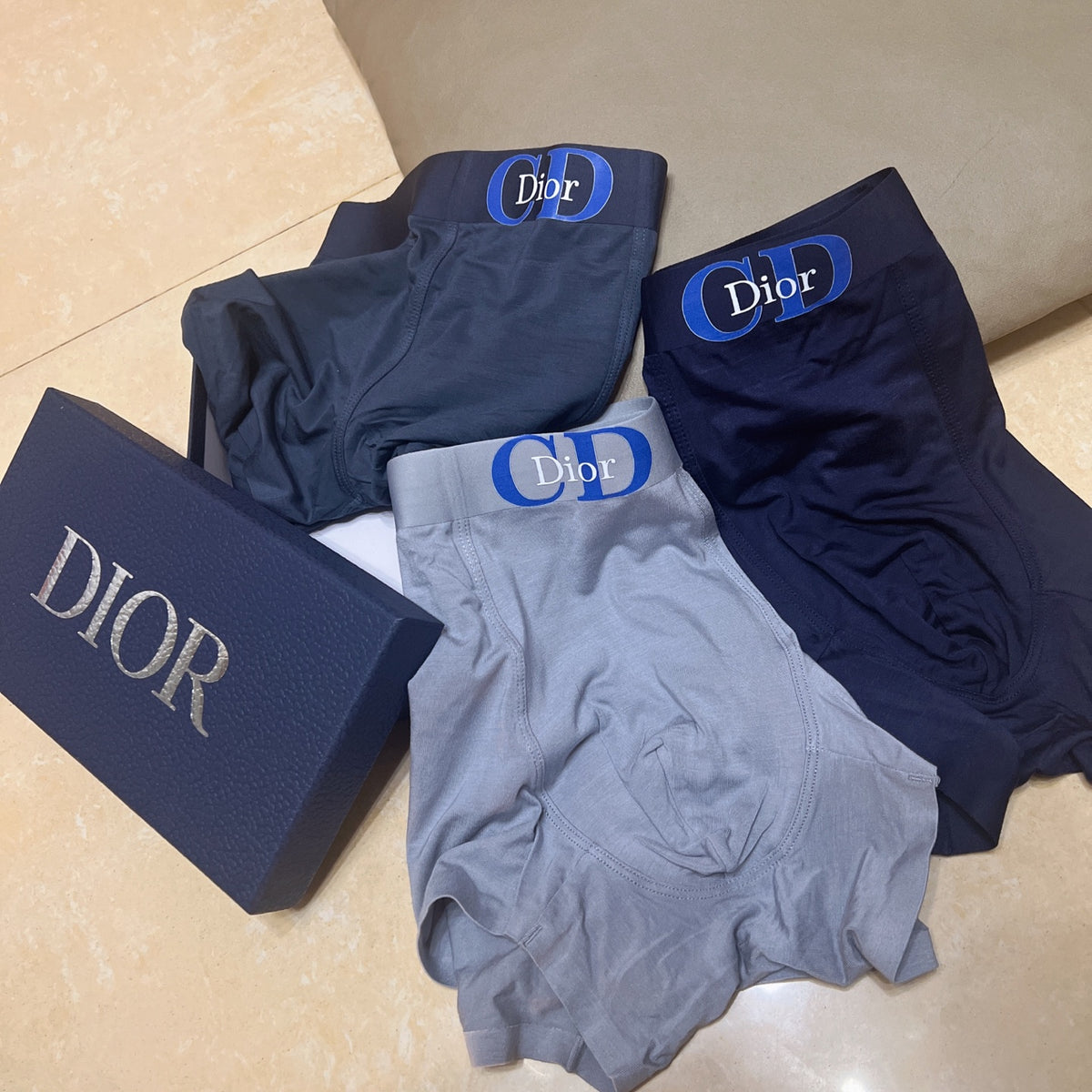 Dior Navy Tonal Large Flower Boxer Briefs, image 8